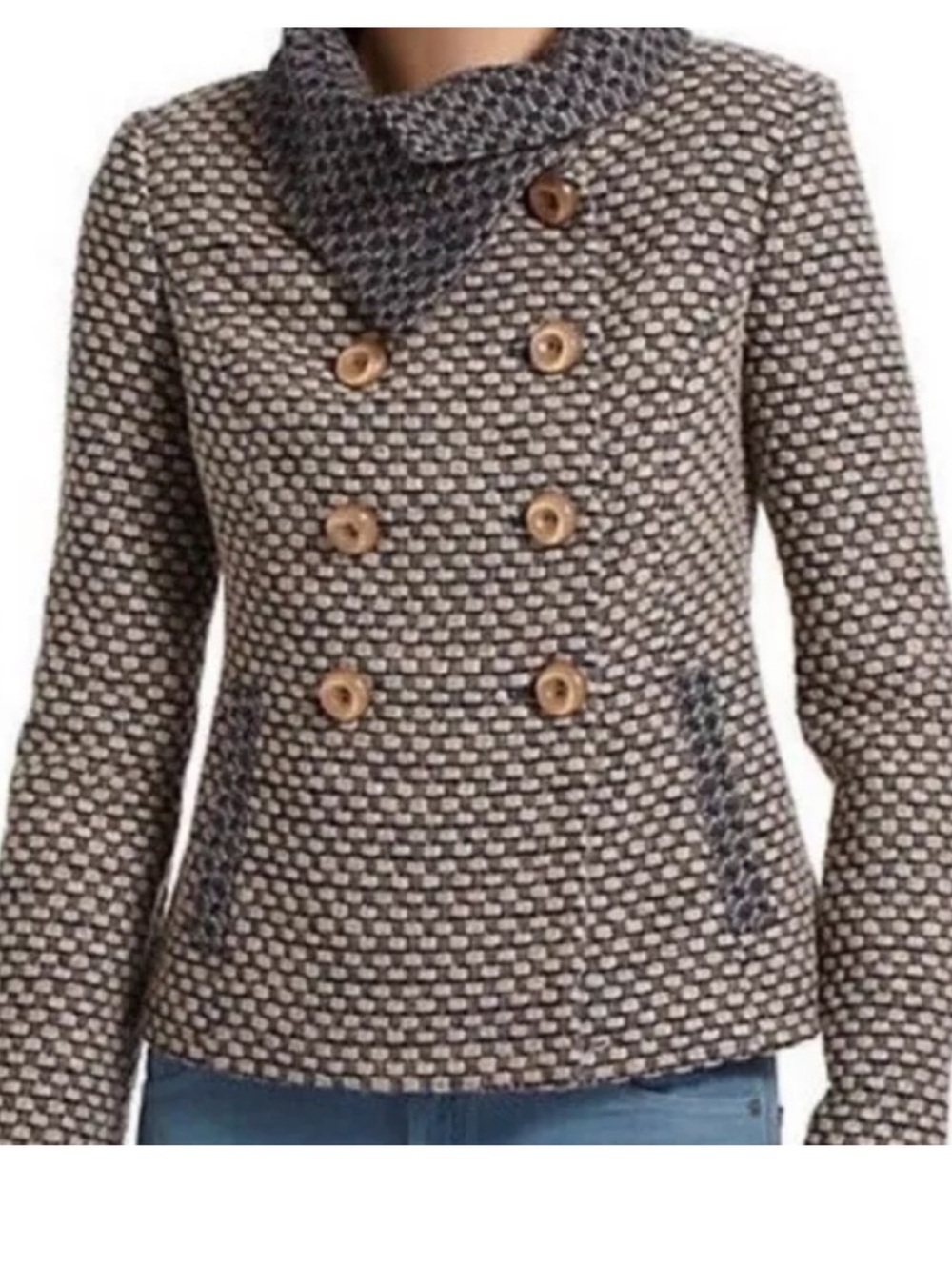 Anthropologie Tabitha Women’s Ottawa Pea Coat Double Breasted Size Small Wool